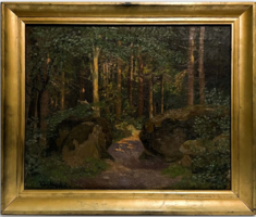 Kárpáthy Jenő (1870-1950) Erdőben, 1927 - kvalitásos olaj-vászon alkotás keretezve /számlát adunk/