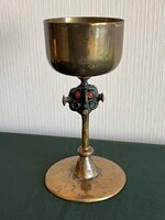 Muharos Lajos bronz kehely piros szem 16 cm (F0053)