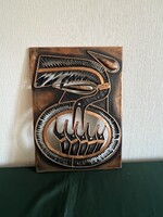 Jajesnica Róbert Fiókáit Etető Madár 26x36cm rézlemez falidísz (F0048)