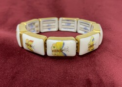 Herendi Viktória 9 szemes csodaszép porcelán karkötő lepke mintával aranyozott szegéllyel RZ