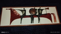 Rare   Modern Applied-art wall tile picture Warriors. Juried!