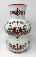 Zsolnay nagy méretű jelzett kézzel festett porcelán váza népi virágos motívummal (30cm) RZ