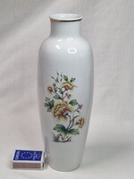 Nagy méretű Hollóházi virágmintás szépen aranyozott hibátlan állapotú porcelán váza 25,5 cm. magas