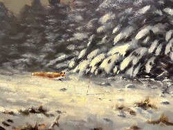 Walter Rohrbach (1939-2021) Fox hunting - winter landscape from a famous german artist /invoice provided/