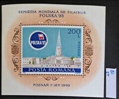 Románia 1993 Polska '93 Filatéliai Világkiállítás Poznań emlékblokk (MNH)