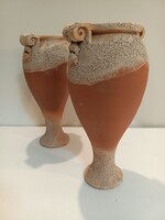 Amfóra jellegű Terracotta váza párba