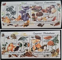 Románia 1994 - Gombák (Ehető és mérgező gombák) 2 db  kisív, postatiszta