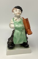 Herendi suszter fiú, porcelán figura jubileumi pecséttel (19cm) RZ