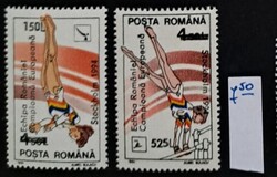 Románia 1994 - Európa-bajnok női tornászcsapat ritka felülnyomott bélyegpár (MNH)
