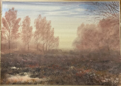 Nemes Tibor (1955 - ) Colorful forest - watercolor, signed