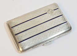 Vintage/régi zománcfestett ezüstözött alpakka női kisméretű cigarettatárca