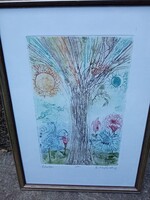 Kondor Lajos Color Etching: Tree of Life
