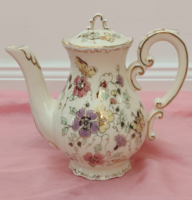 Hibátlan! Zsolnay porcelán pillangó mintás mokkás kanna