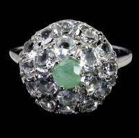 Authentic Smaragd and Aquamarine 925 Silver Ring