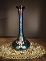 Murano Iridescent Glass Vase Cangiante Fiorato Signed