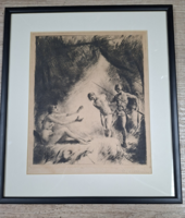 Mitológia erotikus jelenet, Carl Josef Bauer rézkarc