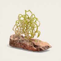 Kristály fa rózsakvarc szemekkel, Bonsai kristály szerencsefa, életfa pénzfa, kristályfa rózsakvarc