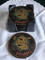 Thassos térképes retró poháralátét készlet(1990-2000')