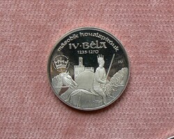EZÜST KIRÁLY-SOR, MÉE. SZÉKESFEHÉRVÁR,1993. IV. BÉLA (1235-1270) EMLÉKÉREM (35,8 g, 0,835) RITKÁBB!