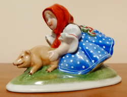 Herendi malacot fogó lány figura 1941