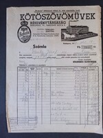 Régi Kötőszövőművek Rt. Számlák és szállítólevelek 5 db Perfecta fehérnemű 1947