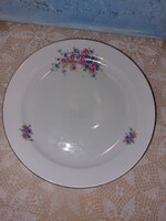 Zsolnay rózsás, szép virágos porcelán süteményes tányér, arany széle kopott, 2db