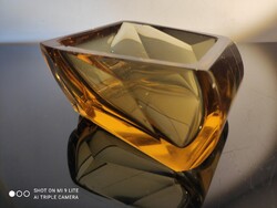 Cseh art deco kristály üveg tálka, gyűrű lerakó, szép darab