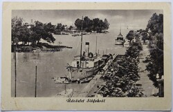 Képeslap, Balaton, Siófok, kikötő, hajó (e)