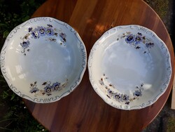 Zsolnay porcelán 2 db búzavirágos mélytányér pótlásra