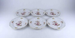 2A555 Régi paradicsommadár mintás Zsolnay porcelán süteményes tányér készlet 6 darab