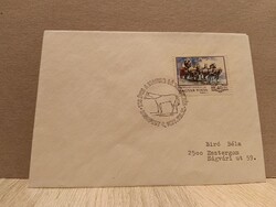 150 éves a Magyar Lóversenyzés alkalmi bélyegzéses lovas boríték – Budapest 1977