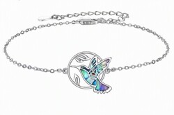 Kolibri Karkötő Abalone Kagyló Gyöngyház 925 Tiszta Ezüst Platina Bevonat Hipoallergén Ékszerdoboz