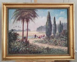 Veress Zoltán nagyobb méretű orientalista festménye 92x74 cm kerettel 
