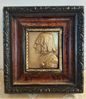 Liszt Ferenc bronz plakett Franz Stiasny (1881–1941) osztrák szobrász által az 1920-as vagy 1930