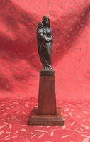 Mary with the child Jesus. XIX- ik century. Flawless tin statue.