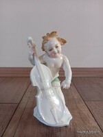 Antik Ens porcelán csellózó puttó figura