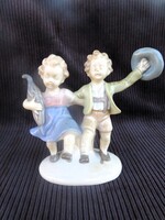 Retro Vintage Német  Grafenthal Porcelán Figura Gyerek Pár Figura