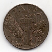 Olaszország 10 olasz centesimi, 1941, UNC