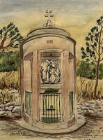 L. Kovács K. jelzéssel: Fátima (Portugália), 1990?- zarándoklatot megörökítő alkotás /számlát adunk/