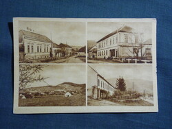 Képeslap,Hosszúhetény,mozaik részletek,tanácsháza,iskola,látkép,hangya szövetkezet üzlet, 1950-