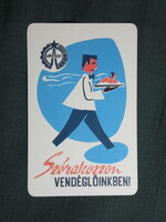 Kártyanaptár,ÁFÉSZ szövetkezet,vendéglő,étterem,grafikai,reklám figura,pincér, 1968  (7)