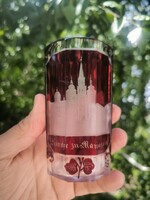 Biedermeier Mariazell kegyhely Bíbor pàcolt pohár köszörült templom minta