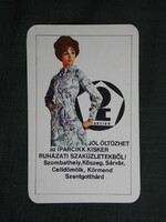 Kártyanaptár,Iparcikk üzletek,Szombathely,Kőszeg,Sárvár,Körmend,Szentgotthárd,női modell, 1974  (7)