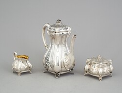 GYÖNYÖRŰ ,ANTIK ,EZÜST KÁVÉS KÉSZLET,1900 ELEJE