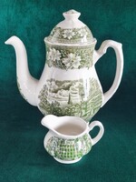 Royal Tudor Ware "Coaching Taverns" angol fajansz kanna és tejkiöntő(1960-70')