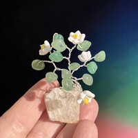 Tree of life with flowers, small crystal flower, flowering tree, gift for anniversary, christening, wedding