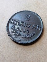 1848 A bronz 2 krajcár kreuzer látványosan félrevert! (LA4)