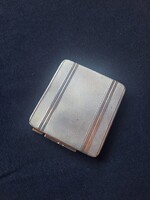 Antik art déco tömör ezüst női púderdoboz – Tükörrel és pamaccsal (6×6 cm, 89 g)