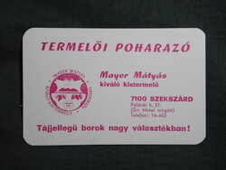 Kártyanaptár,Mayer Mátyás termelői poharazó,pince borozó,Szekszárd, 1983   (7)