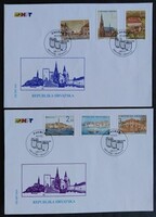 Hf341-6  / Horvátország 1995 Városok bélyegsor FDC-n